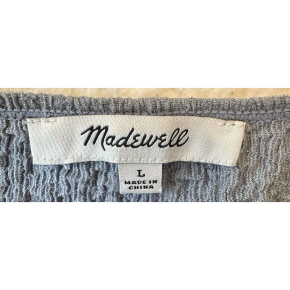Madewell Shirt Size Large Popcorn Top Teapot Blue Short‎ Sleeve - Picture 5 of 9